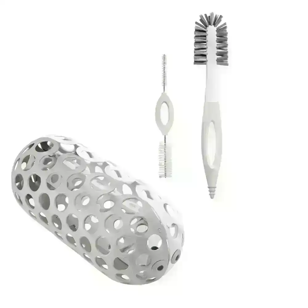 Boon 26cm Clutch Basket w/ 2x Trip 27cm/18cm Baby Bottle Cleaning Brushes . Set