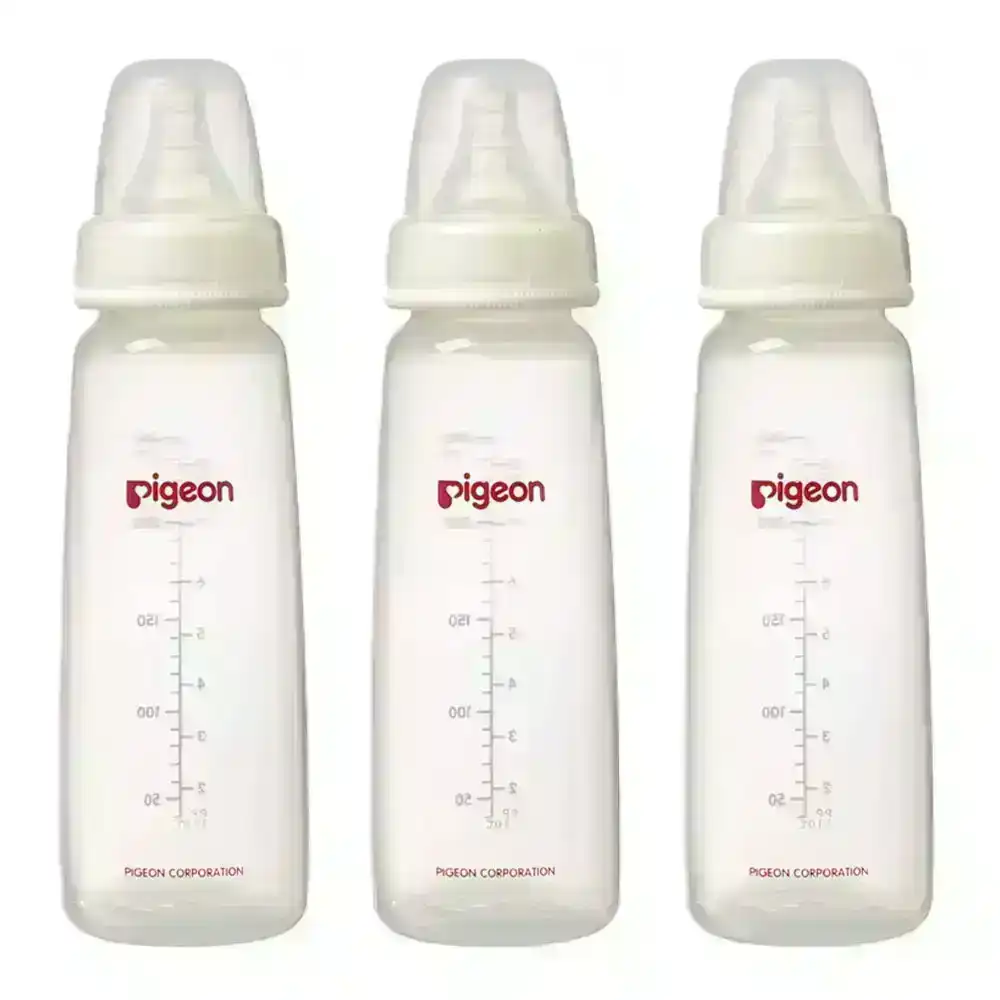 3x PIGEON Flexible Peristaltic 4m+ Nipple M Round Hole Baby 240ml Feeding Bottle