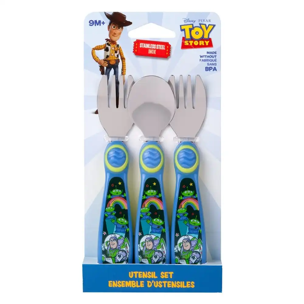 3pc Toy Story Buzz Lightyear 13cm Toddler/Baby Cutlery Spoon/Fork Set 9m+