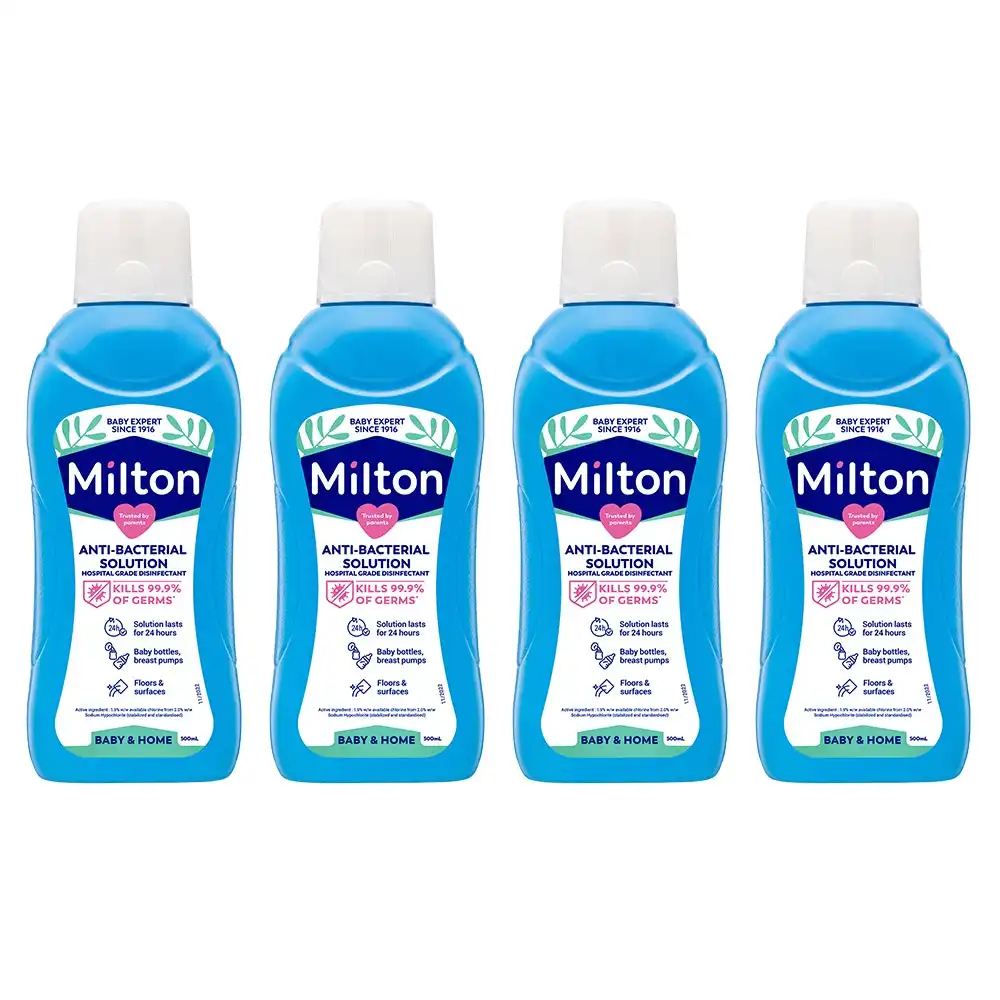 4x Milton Concentrated Anti-Bacterial Disinfectant 500ml Solution f/Baby Bottles