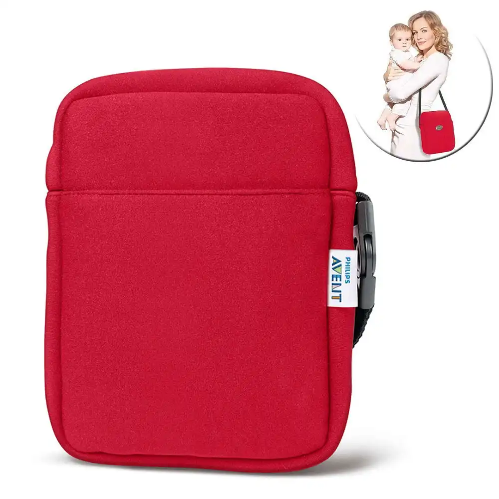 Avent Neoprene ThermaBag Warmer Baby Bottle Insulated/Thermo Bag Hot/Cold Red