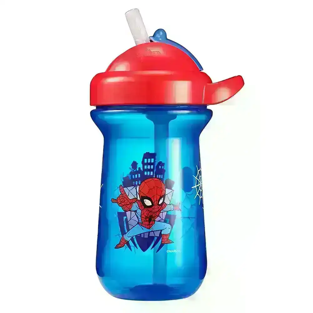The First years Marvel Spider-Man 296ml Flip Top Straw/Sippy Kids 18m+ Bottle