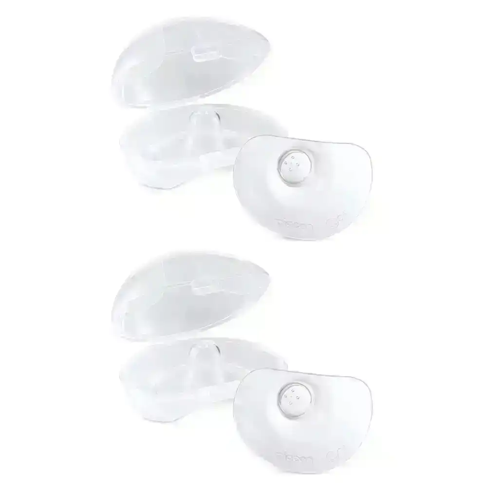2x PIGEON Natural Fit Nipple Shield Silicone Rubber Cover w/ Case Size LL Clear