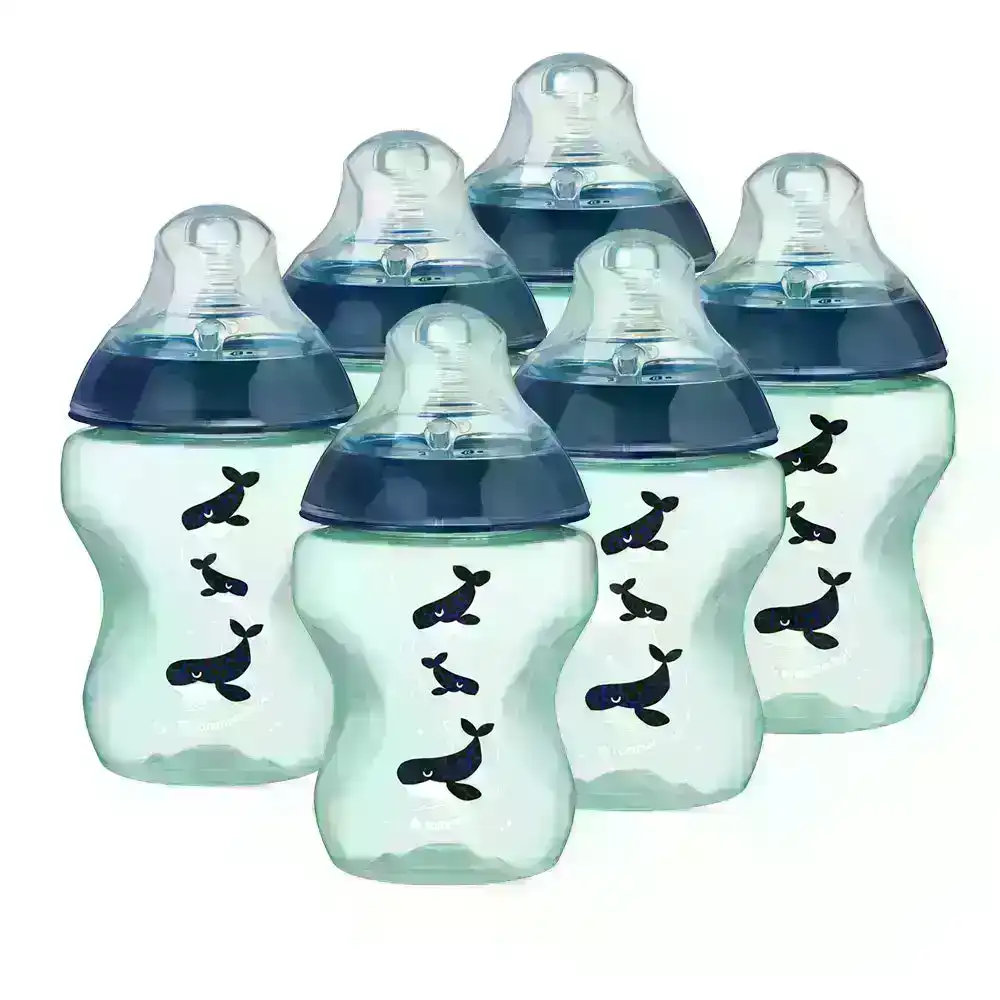 6x Tommee Tippee 260ml Closer To Nature Slow Flow Baby Feeding Bottles 0m+ Asst