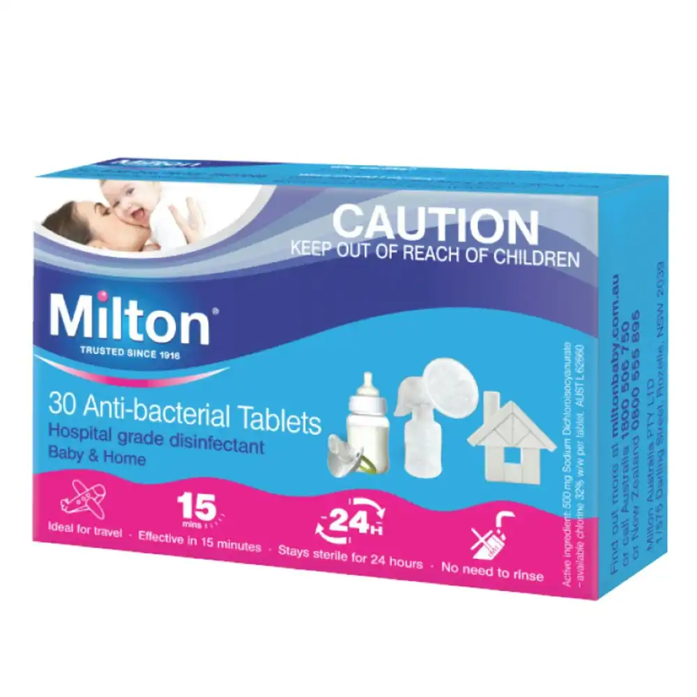30pc Milton Anti-Bacterial Disinfectant Baby Bottle Cleaning/Sterilising Tablets