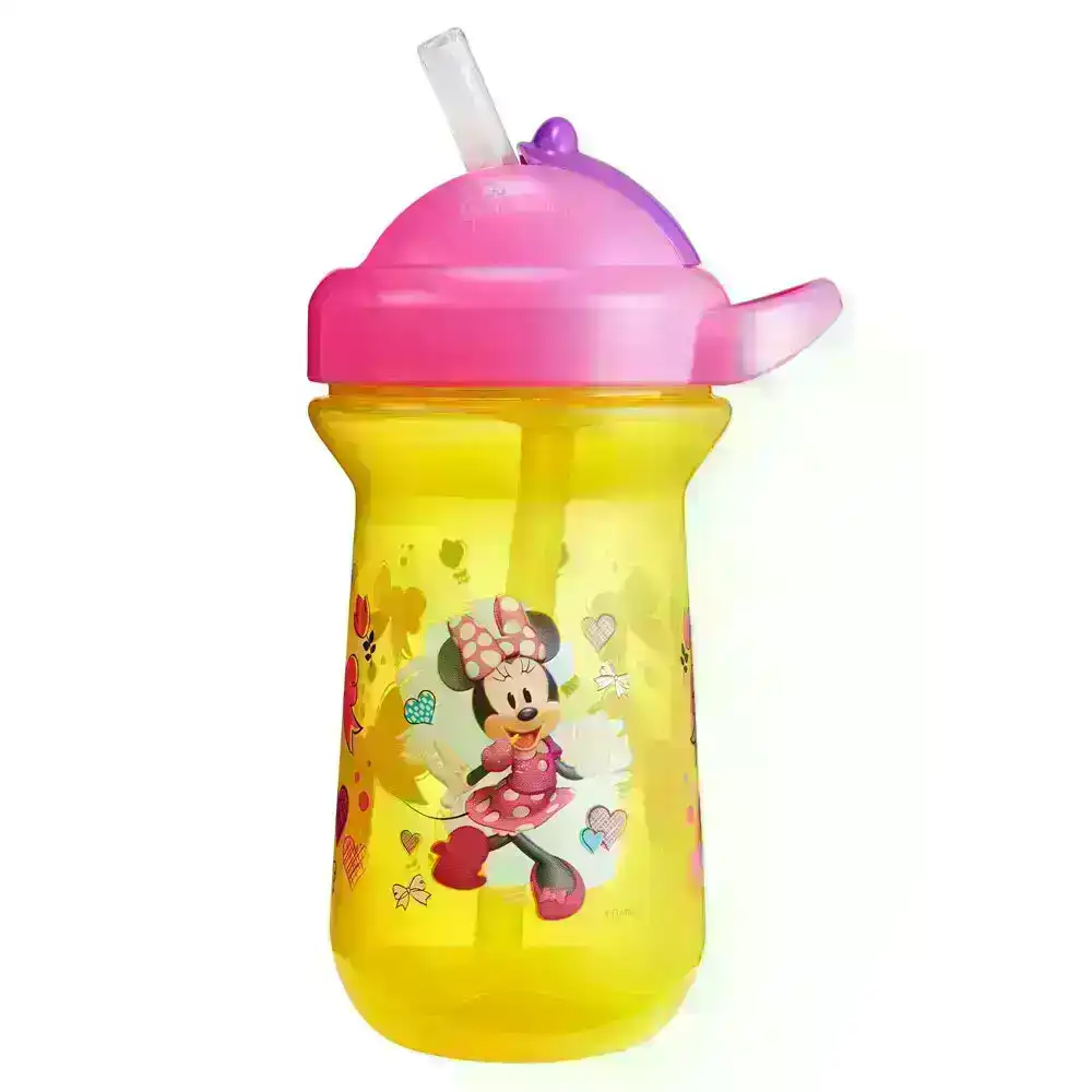 1pc The First years Flip Top Straw Cup Baby/Toddler 18m+ Water Bottle Minnie YL