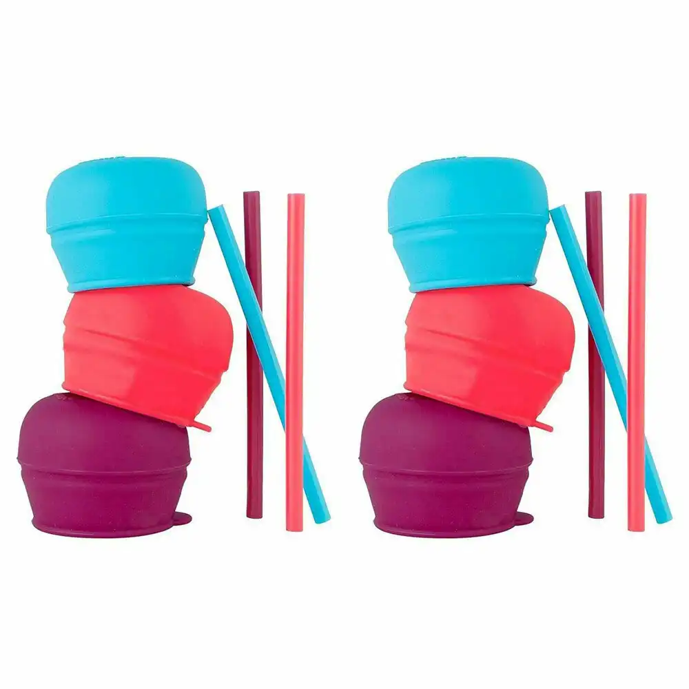 6pc Boon Snug Straw Baby/Girl/12m+/Infant Universal Cup Cover/Lid Pink/Blue/PP