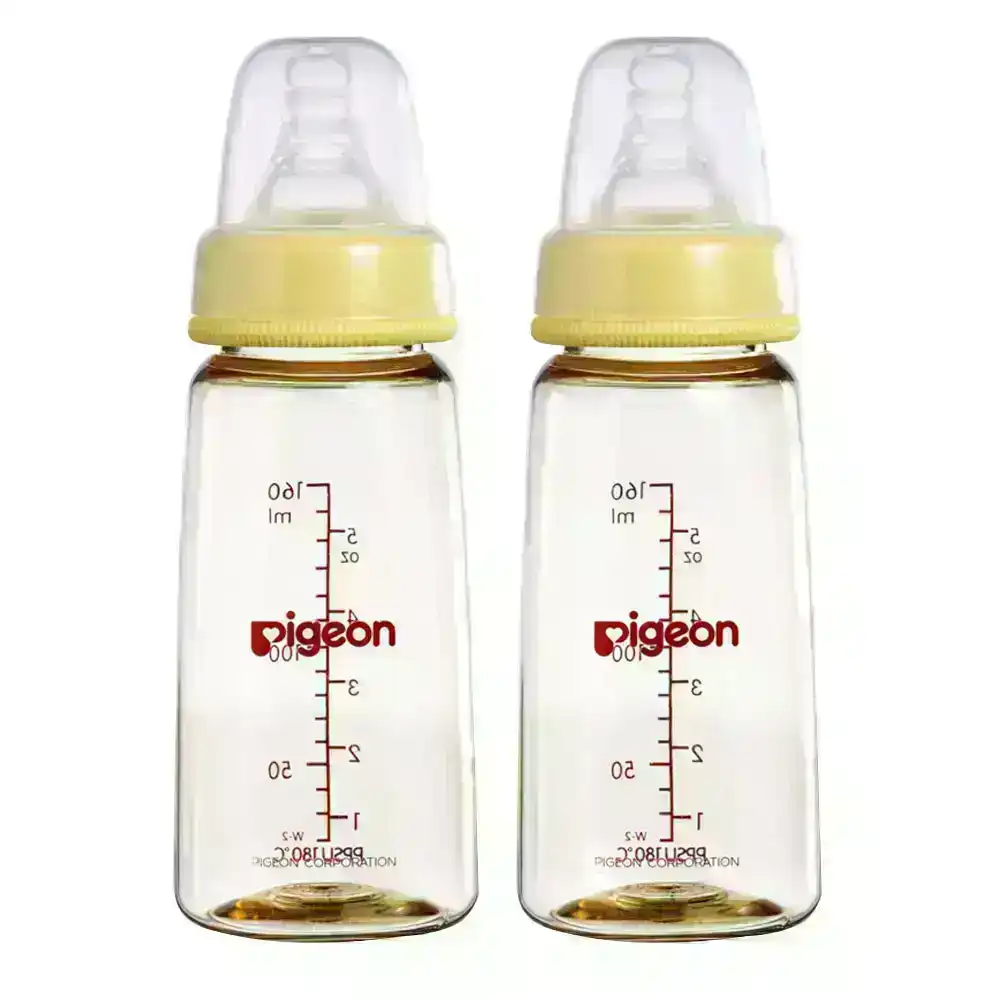 2PK PIGEON Flexible 160ml S Round Hole 0m+ Silicone Teat Nursing Feeding Bottle