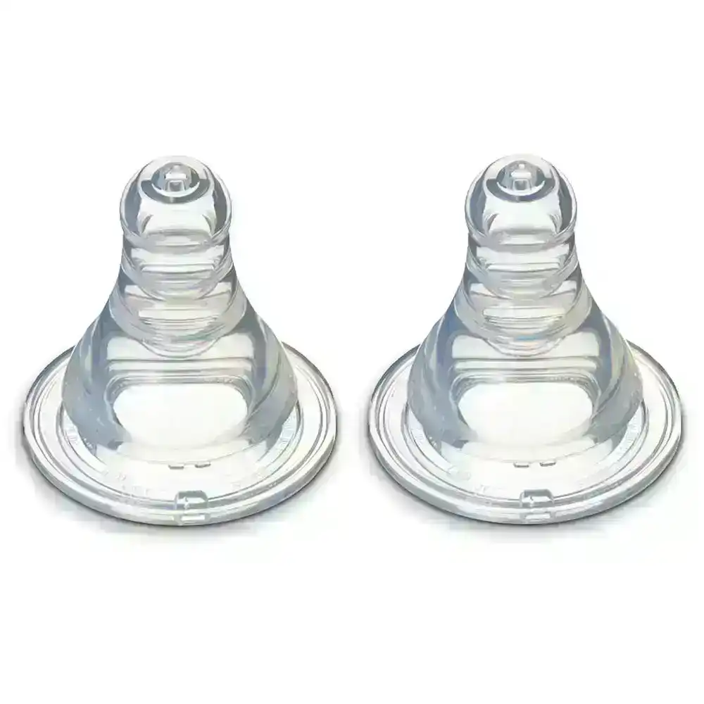 2x PIGEON Peristaltic Slim Neck Soft Silicone Teat Y 6-7m+ f/ Baby/Infant Bottle