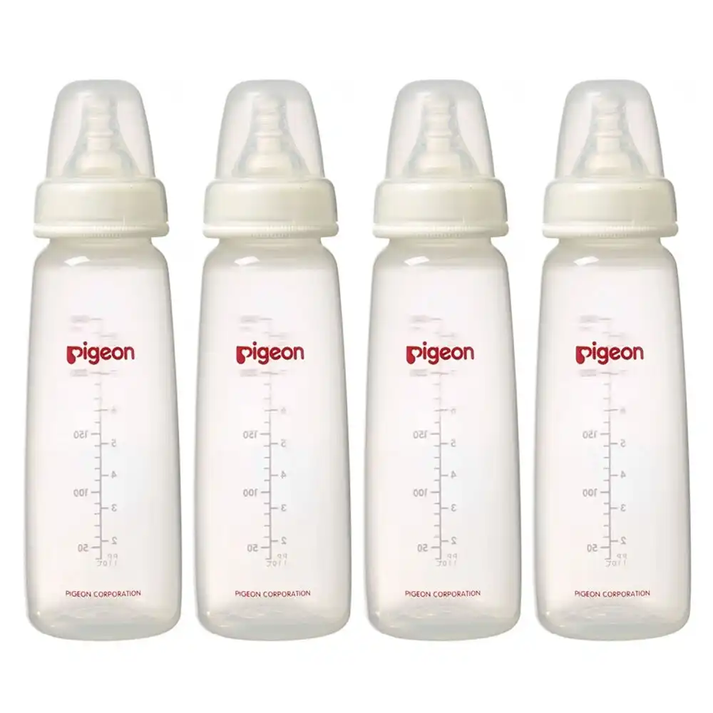 4PK PIGEON 240ml Flexible Slim Neck PP Bottles Baby Feeding Bottle Twin Pack