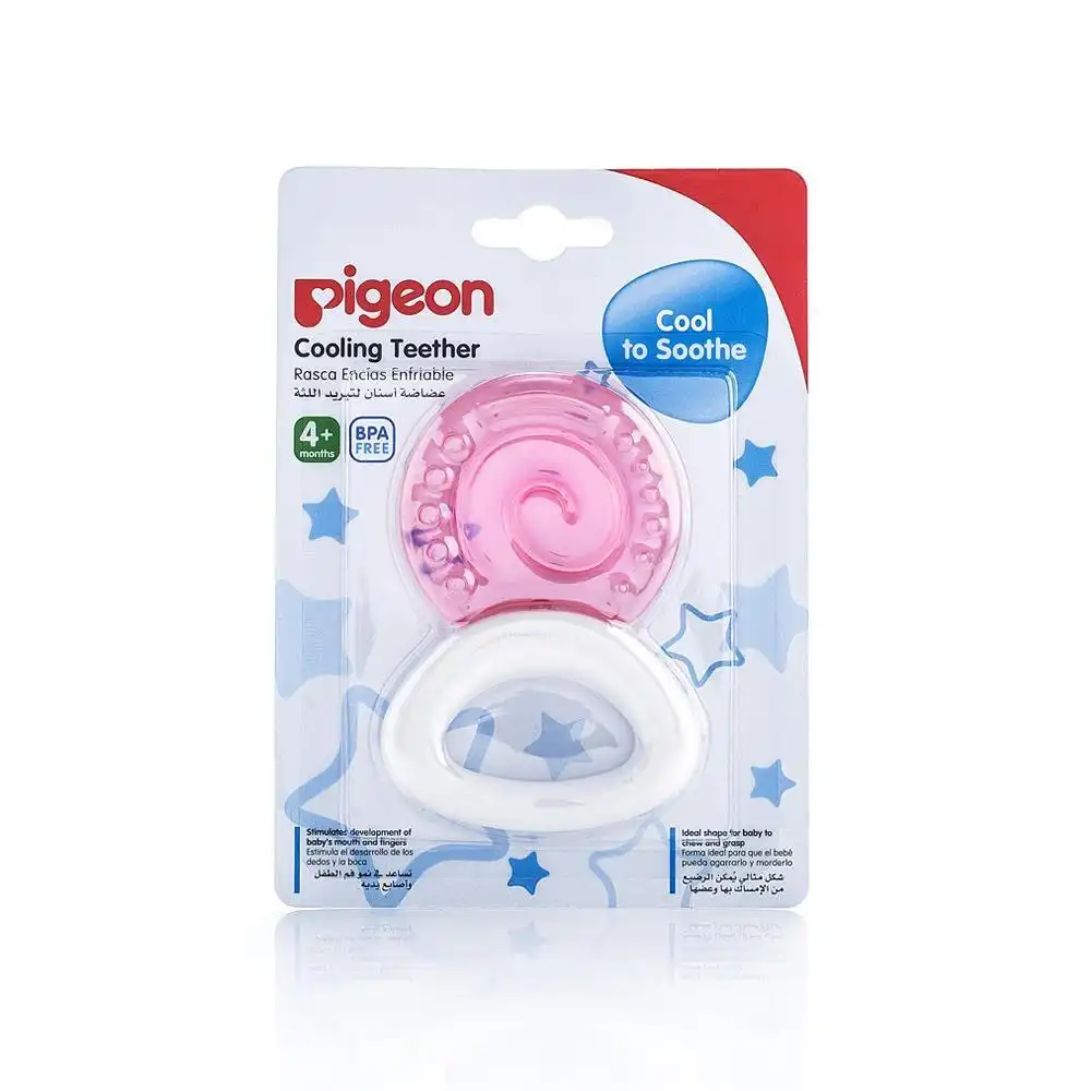 PIGEON Cooling Teether/Teething Circle With Handle/Rattle Baby/Infant 4 Months +