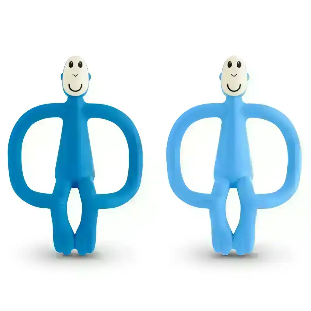 2x Matchstick 11cm Monkey Teething Toy/Gel Applicator Baby 6-18m Baby Blue/Blue