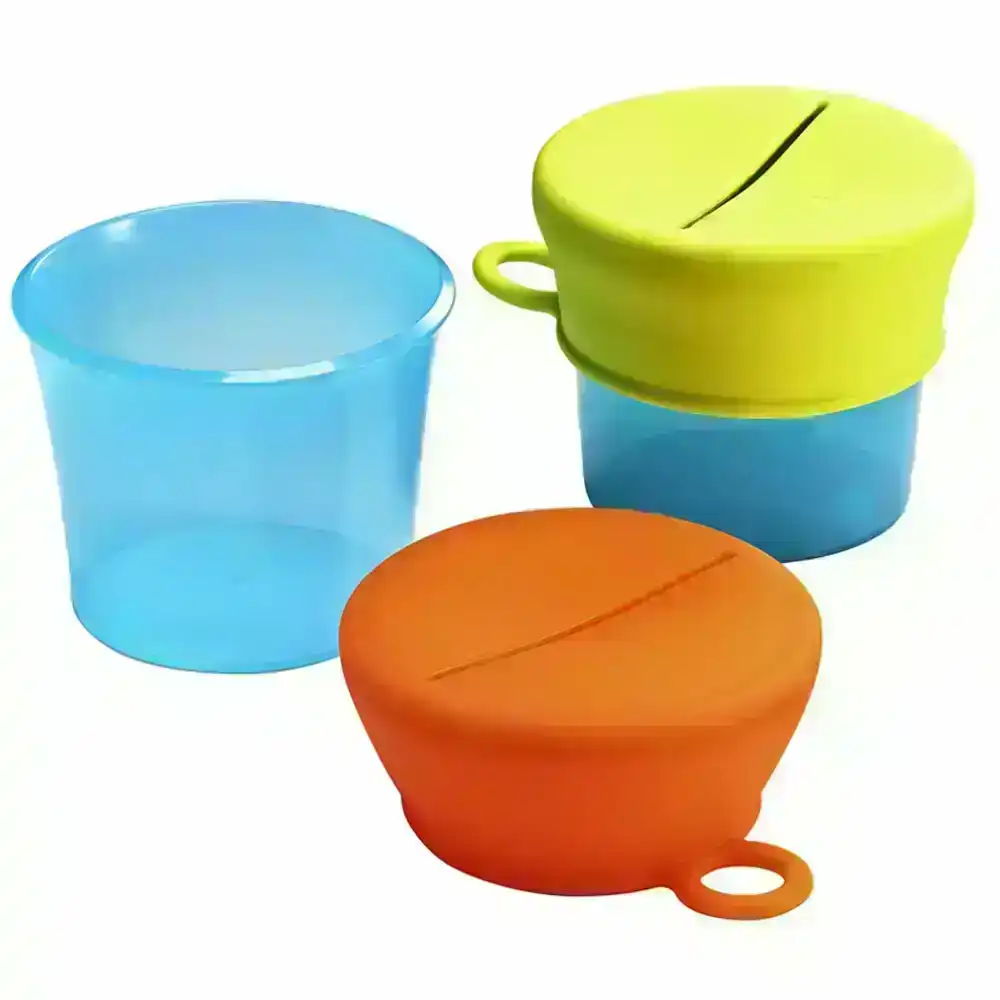 Boon Snug Baby/Toddler Snack Container Food Silicone Lid w/ Cup Storage 9m+ Blue