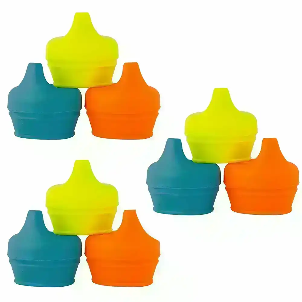 9pc Boon Snug Spout Baby/Boy/9m+/Infant Cup Universal Cover/Lid - BL/OR/YL