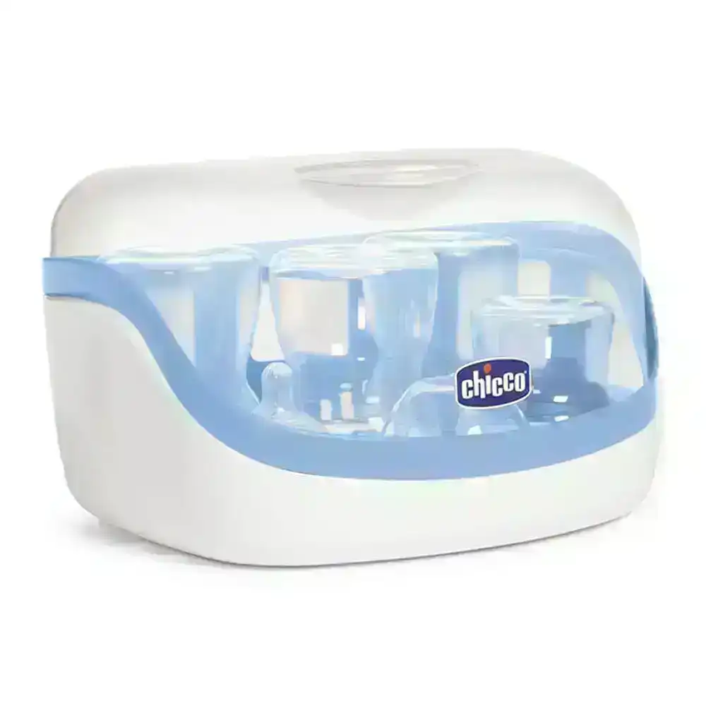 Chicco Microwave Steam Steriliser for Baby/Infant Feeding Bottles/Pacifier Blue