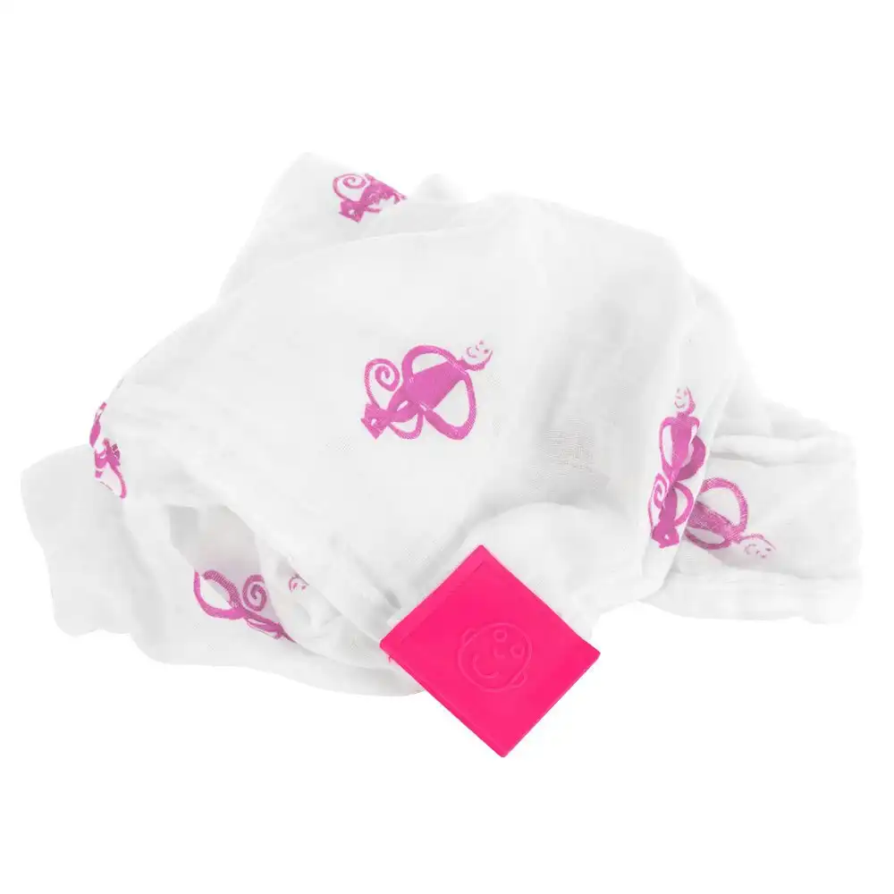 Matchstick Monkey Teething Gift Set Plush/Teether/Muslin Blanket Baby 3m+ Pink