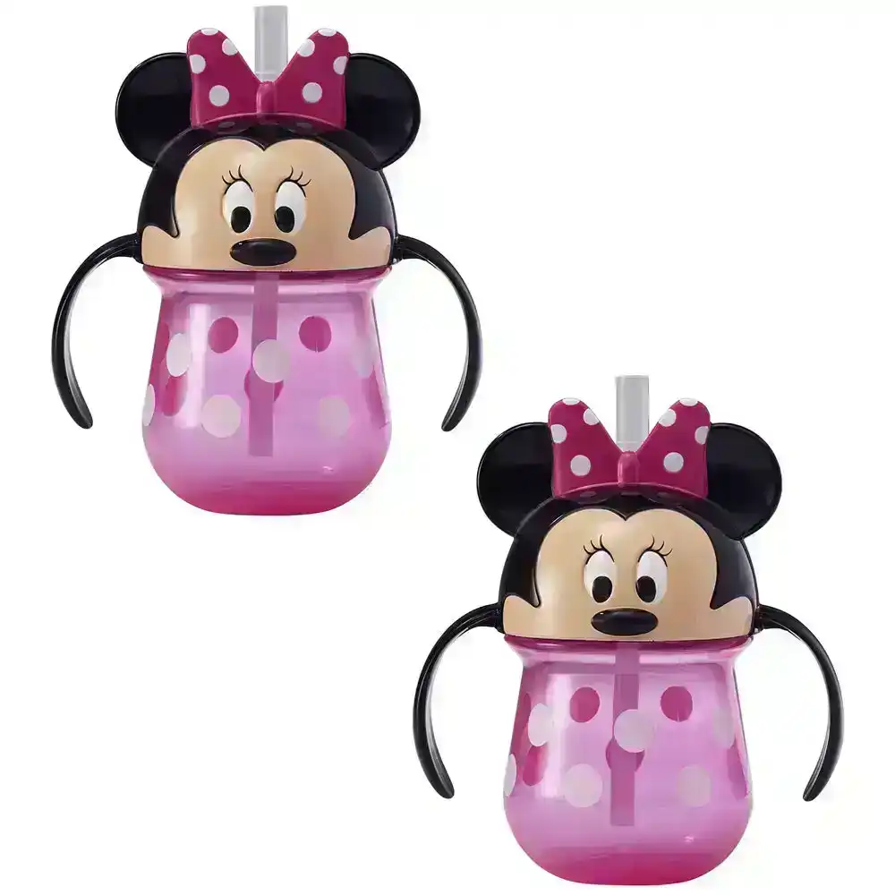 2pc The First years Straw Trainer Drinking 207ml Cup Baby/Toddler 9m+ Minnie