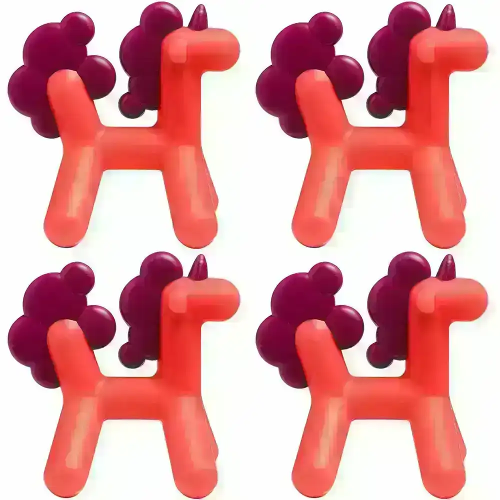 4PK Boon Prance Silicone Teether Baby/Newborn Teething Toy Unicorn 0m+ Pink/PP