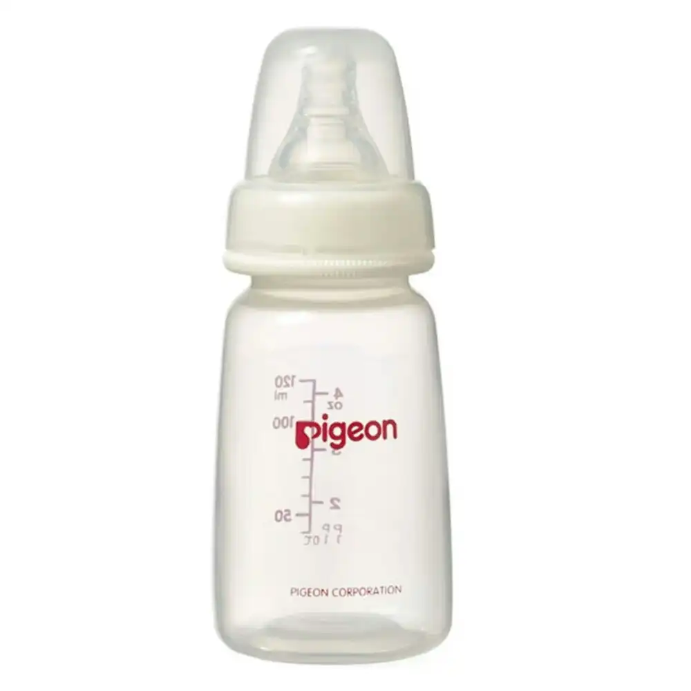 PIGEON PP 120ml Baby Feeding Bottle w/ Slim Neck S Silicone Teat Round Hole 0-3m