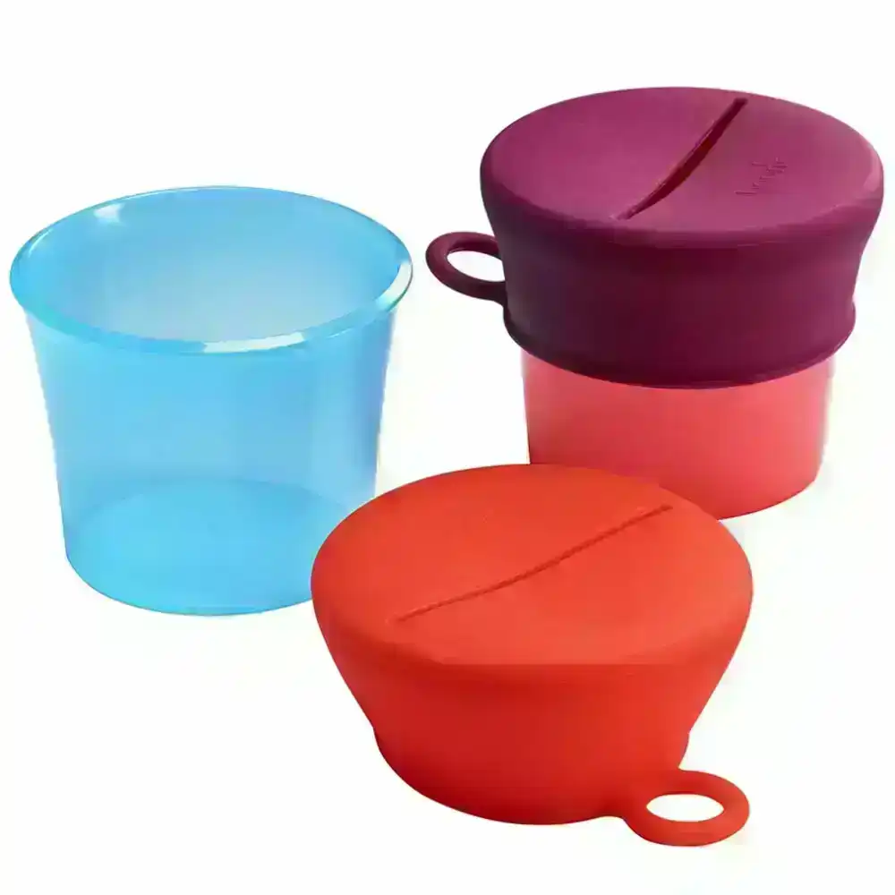 Boon Snug Baby/Toddler Snack Container Food Silicone Lid w/ Cup Storage 9m+ Pink