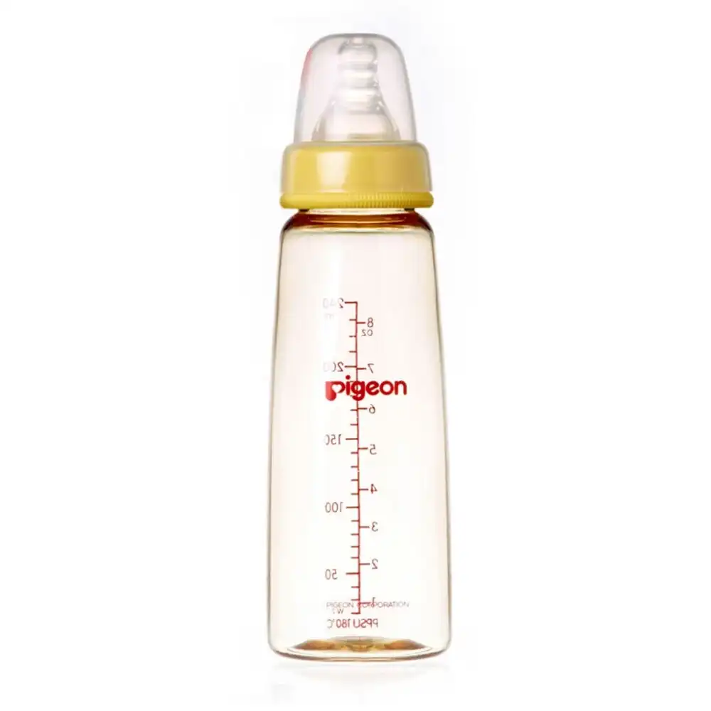 PIGEON Flexible Peristaltic Nipple 240ml M Round Hole Baby Feeding Bottle 4m+