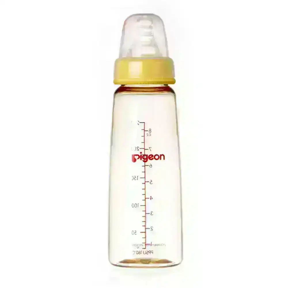 PIGEON Flexible Peristaltic Nipple 240ml M Round Hole Baby Feeding Bottle 4m+