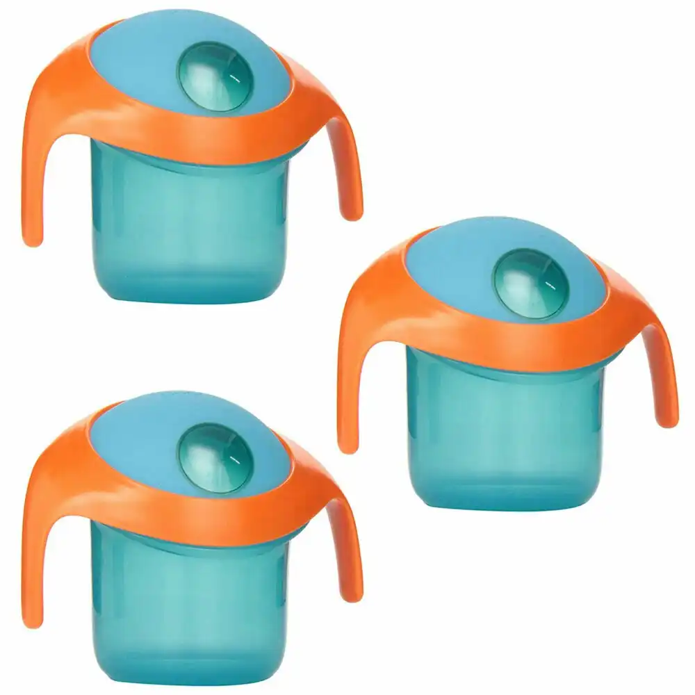 3PK Boon Nosh Baby/Toddler/Kids Feeding Snack Container Food Cup 9m+ w/ Lid Blue