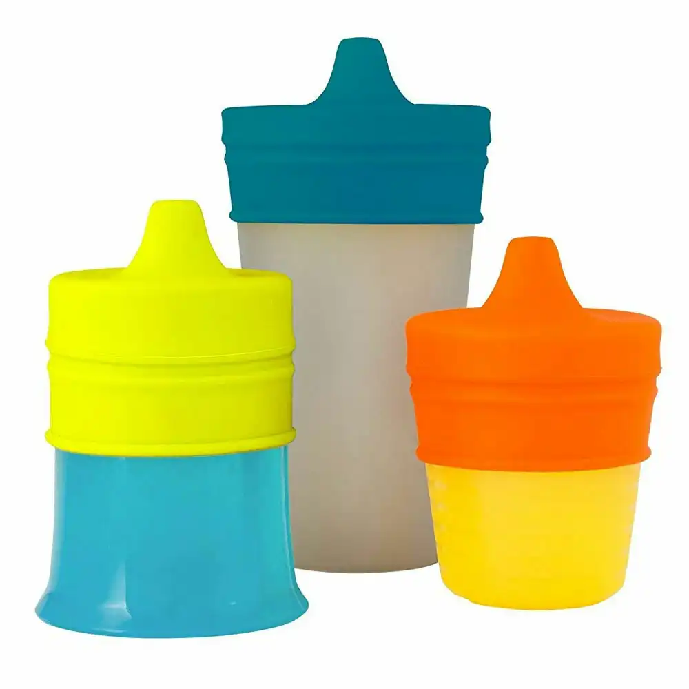 6pc Boon Snug Spout Baby/Boy/9m+/Infant Cup Universal Cover/Lid - BL/OR/YL