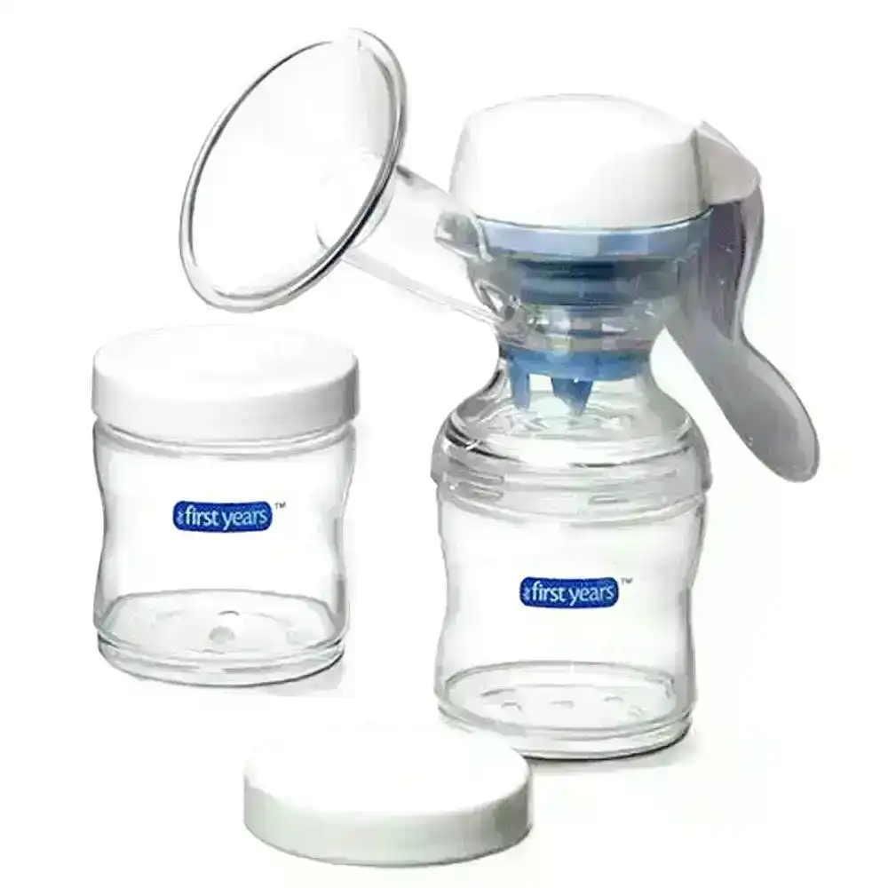 The First years Baby Manual Breastfeeding Breast Milk BPA Free Pump w/2 Bottles