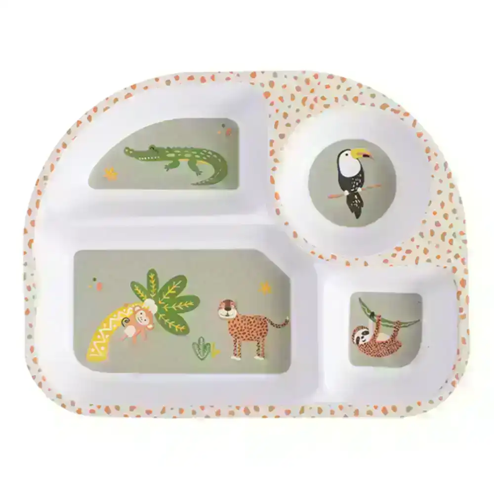 Ladelle 27x21cm Kids Melamine Jungle Divided Tray w/ 4 Compartments Food/Dining