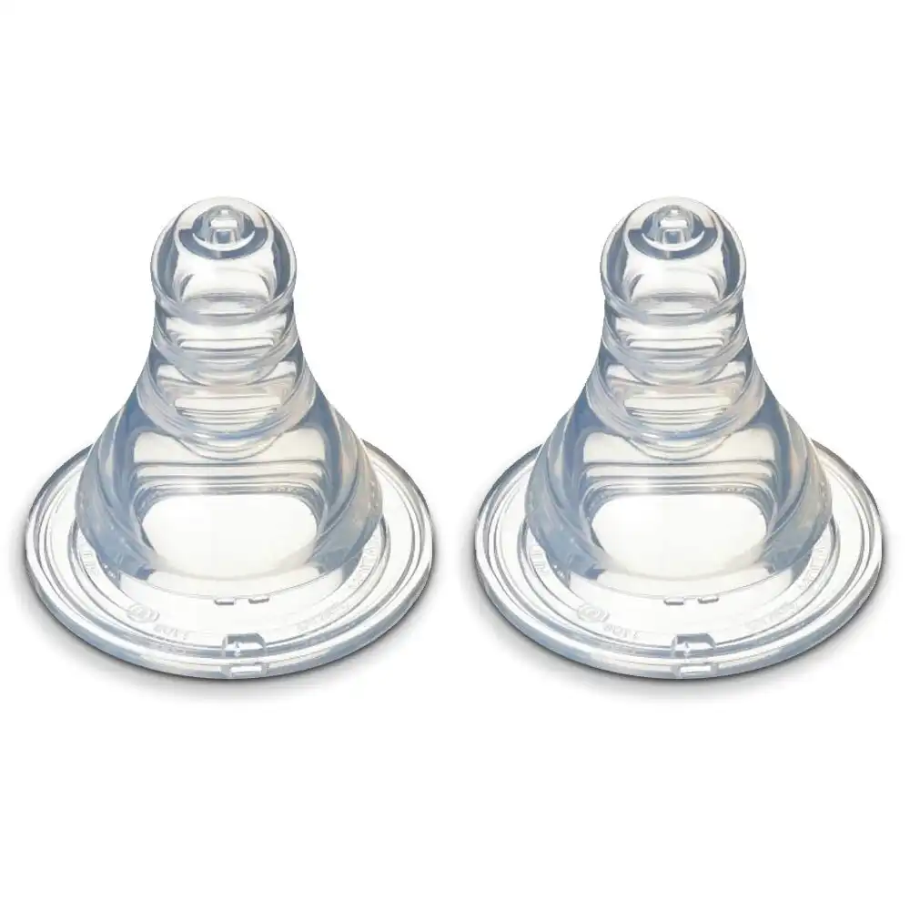 2PK PIGEON Peristaltic Slim Neck Soft Silicone Teat S 0-3m f/ Baby/Infant Bottle