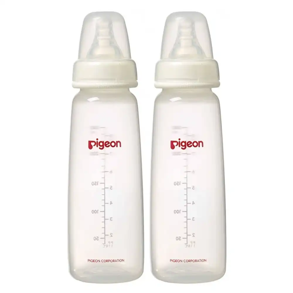 PIGEON 240ml Flexible Slim Neck PP 4m+ Bottles Baby Feeding Bottle Twin Pack