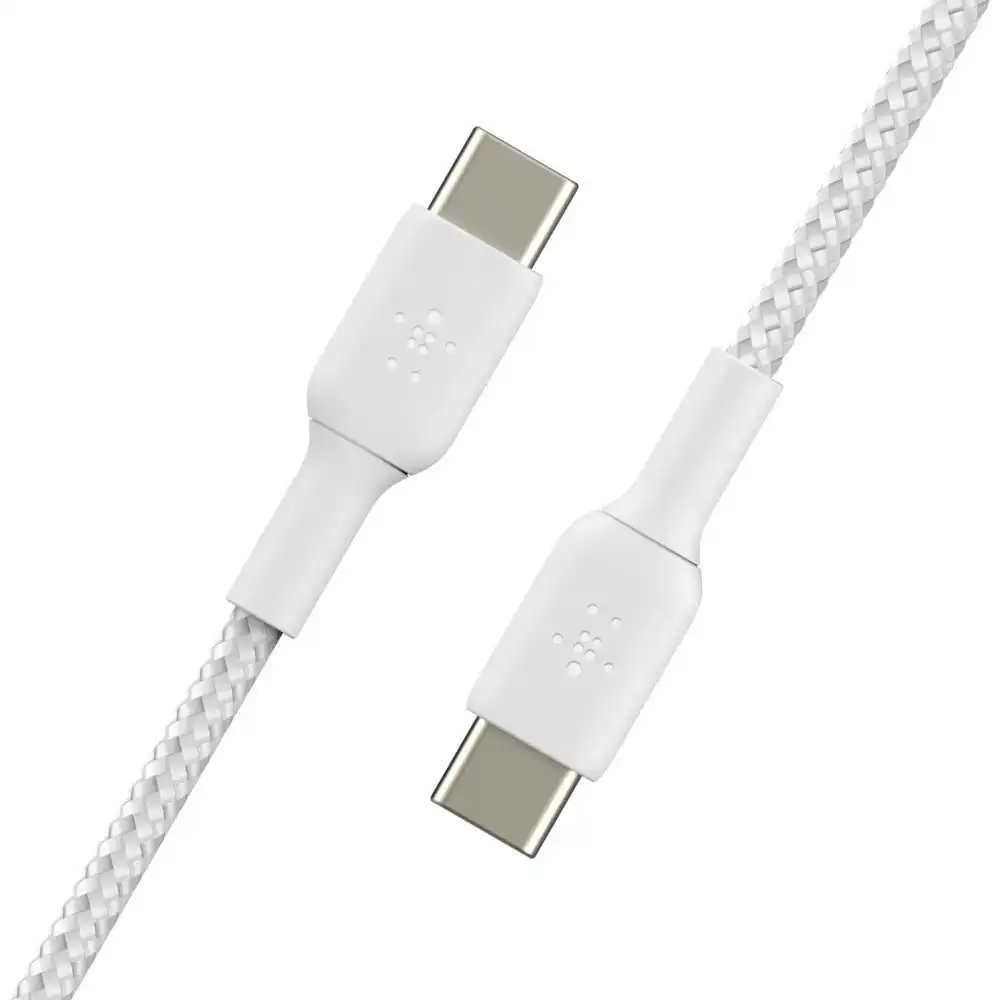 Belkin 1M Braided USB-C to USB-C Data/Charging Cable for Smartphones White