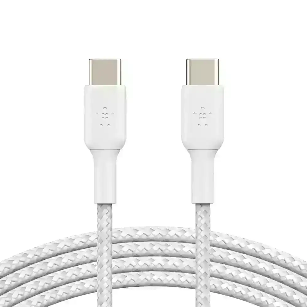 Belkin 1M Braided USB-C to USB-C Data/Charging Cable for Smartphones White