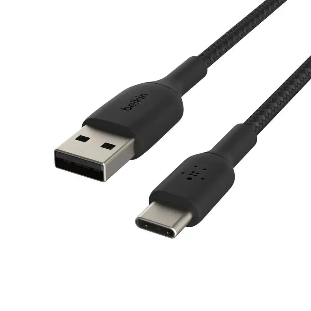 Belkin 1M Braided USB-A to USB-C Cable Data Sync Connector for Smartphones Black