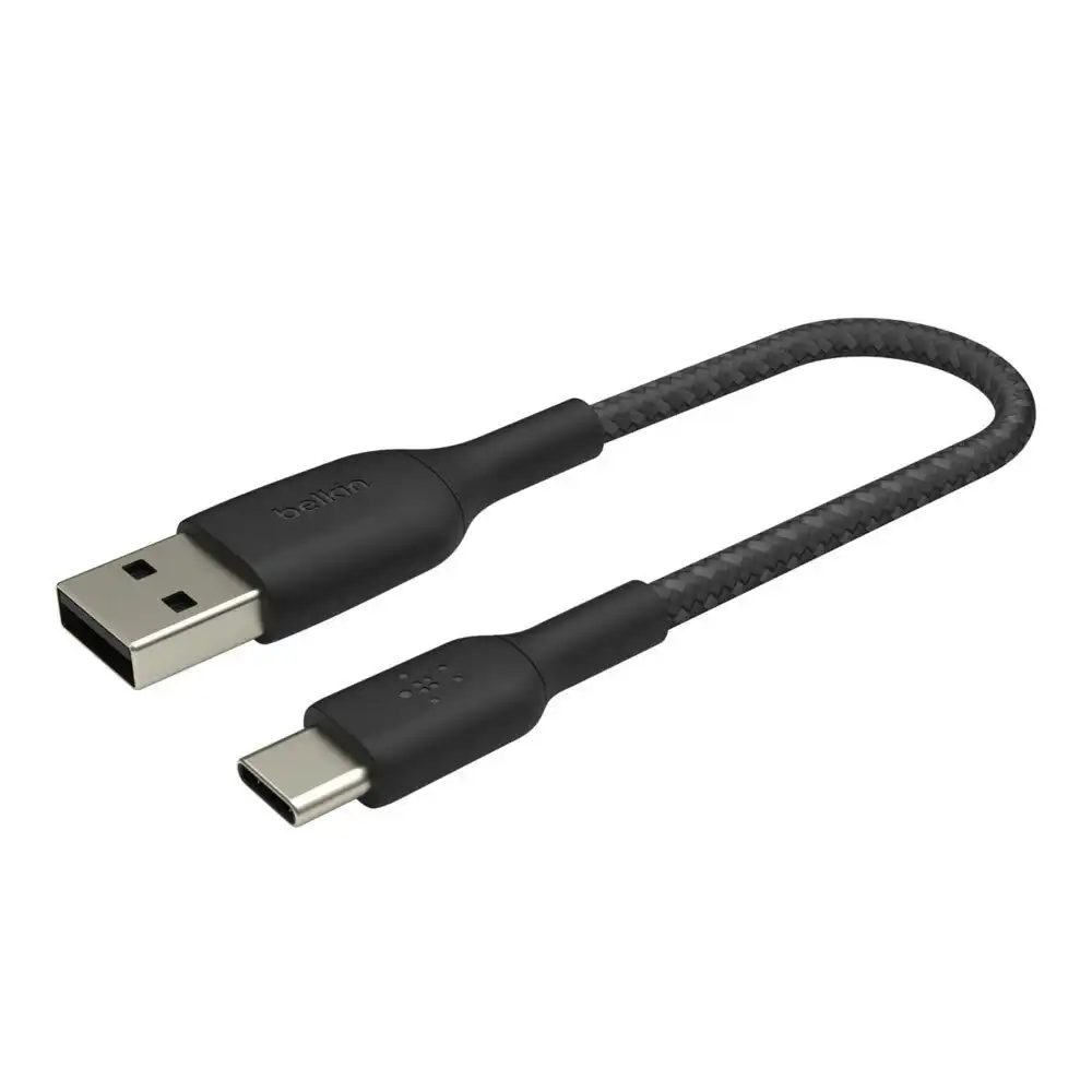 Belkin 15cm USB-A to USB-C Sync Charging Cable Braided for Smartphones Black