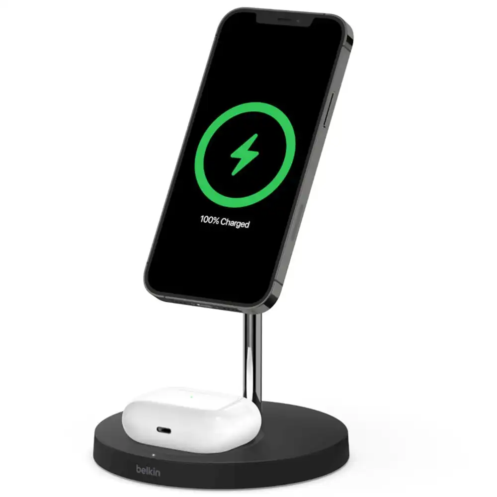 Belkin Charge Pro 15W Wireless Fast Charger/Stand MagSafe for iPhone 12/Air Pod