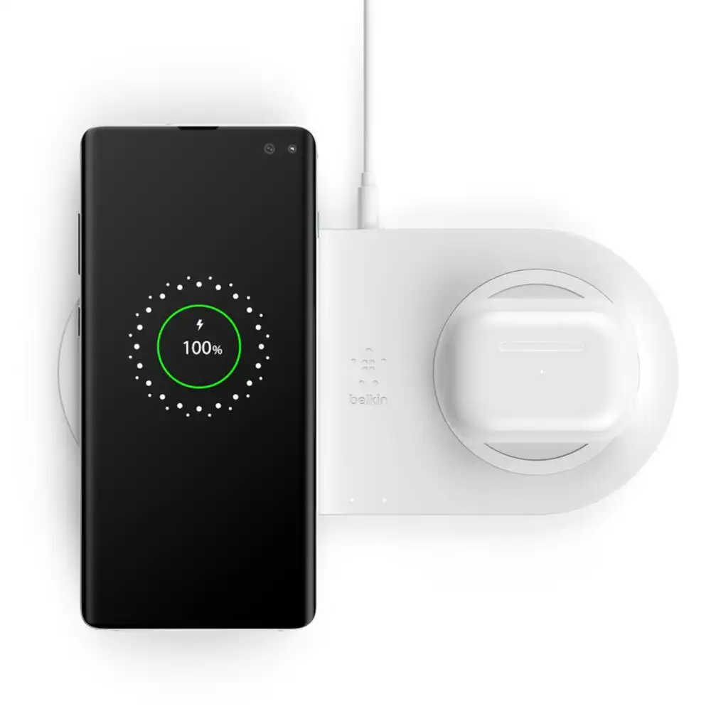 Belkin 10W Dual Qi Wireless Charging Pad Charger for iPhone 11/Samsung S10 White