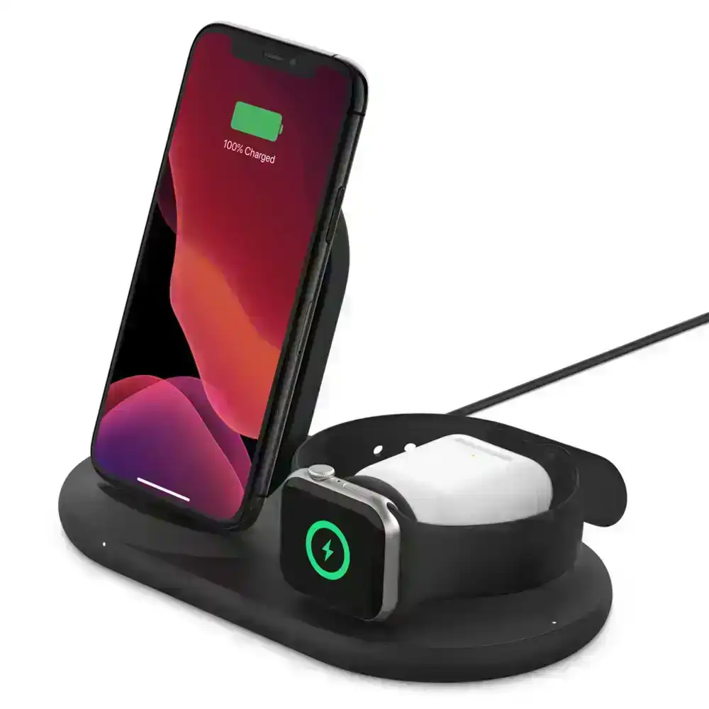 Belkin 7.5W QI Wireless Charging Dock Charger for iPhone/Apple Watch/AirPods BLK