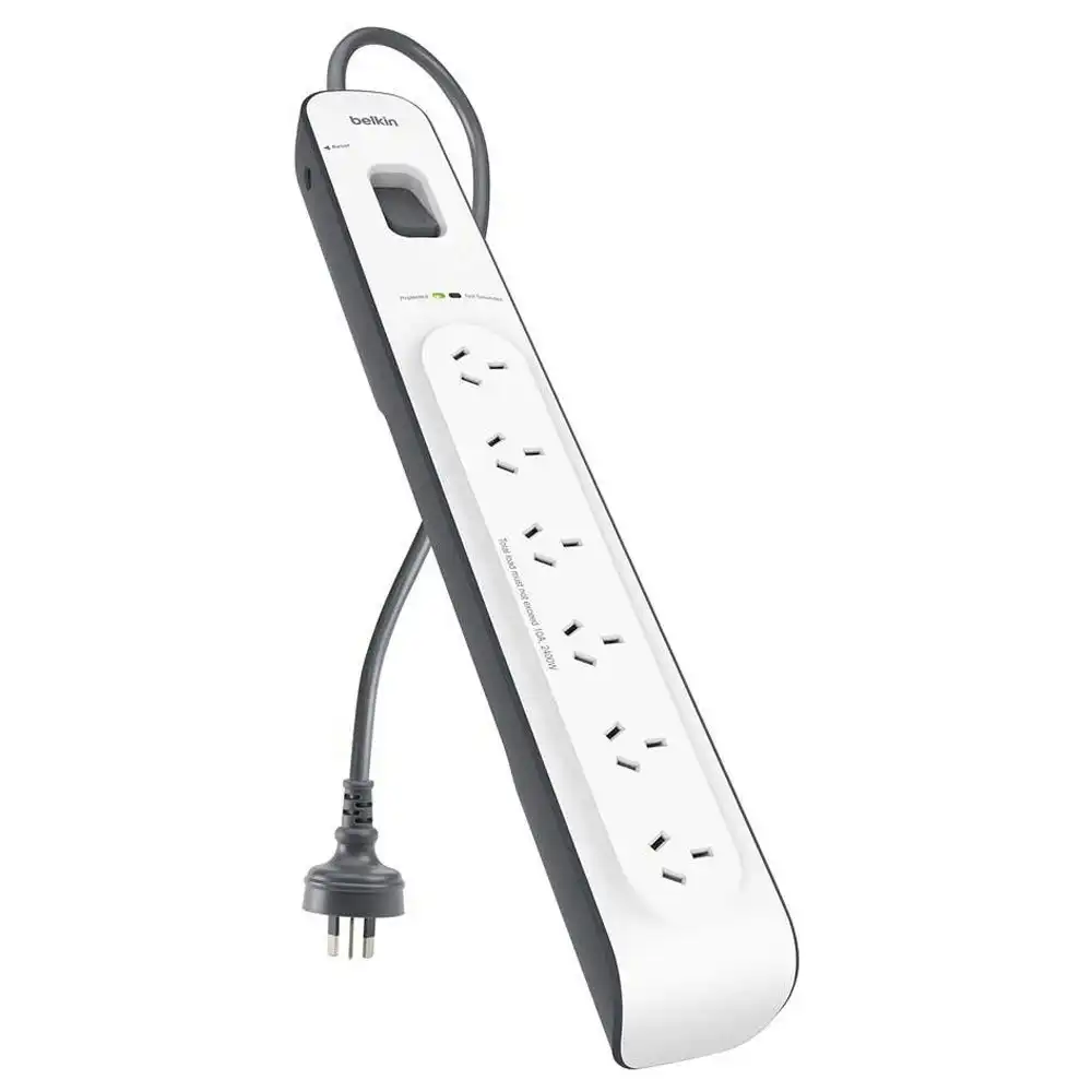 Belkin 6-outlet Surge Protection/Protector Strip w/ 2m Power Cord Charging Ports
