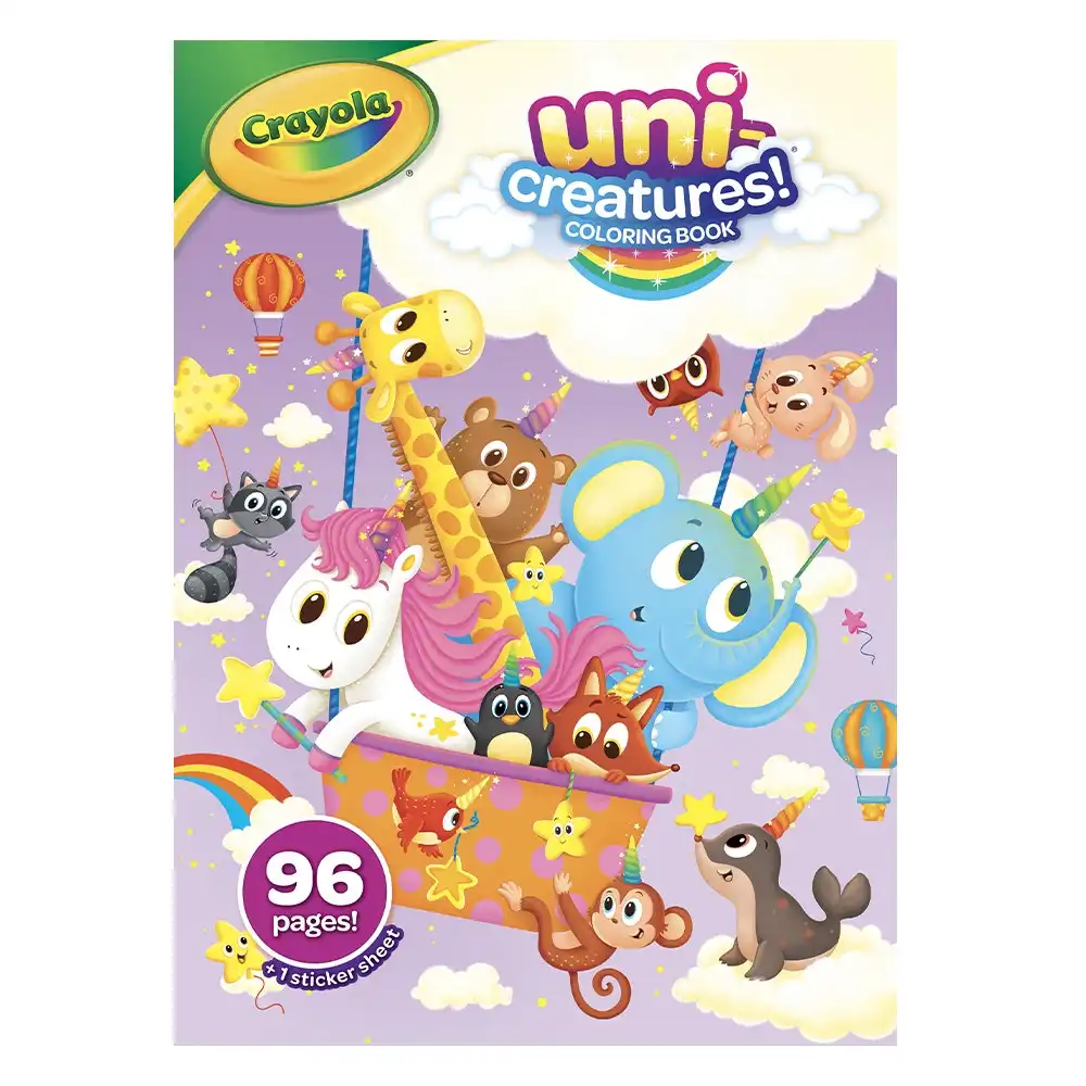 96 Pages Crayola Colouring Book Uni-Creatures Activity Picture Book Kids 3y+