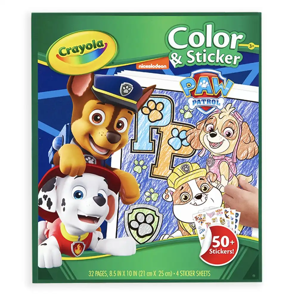 32pg Crayola Paw Patrol Colour & Sticker Activity Educational Art Book Kids 3y+