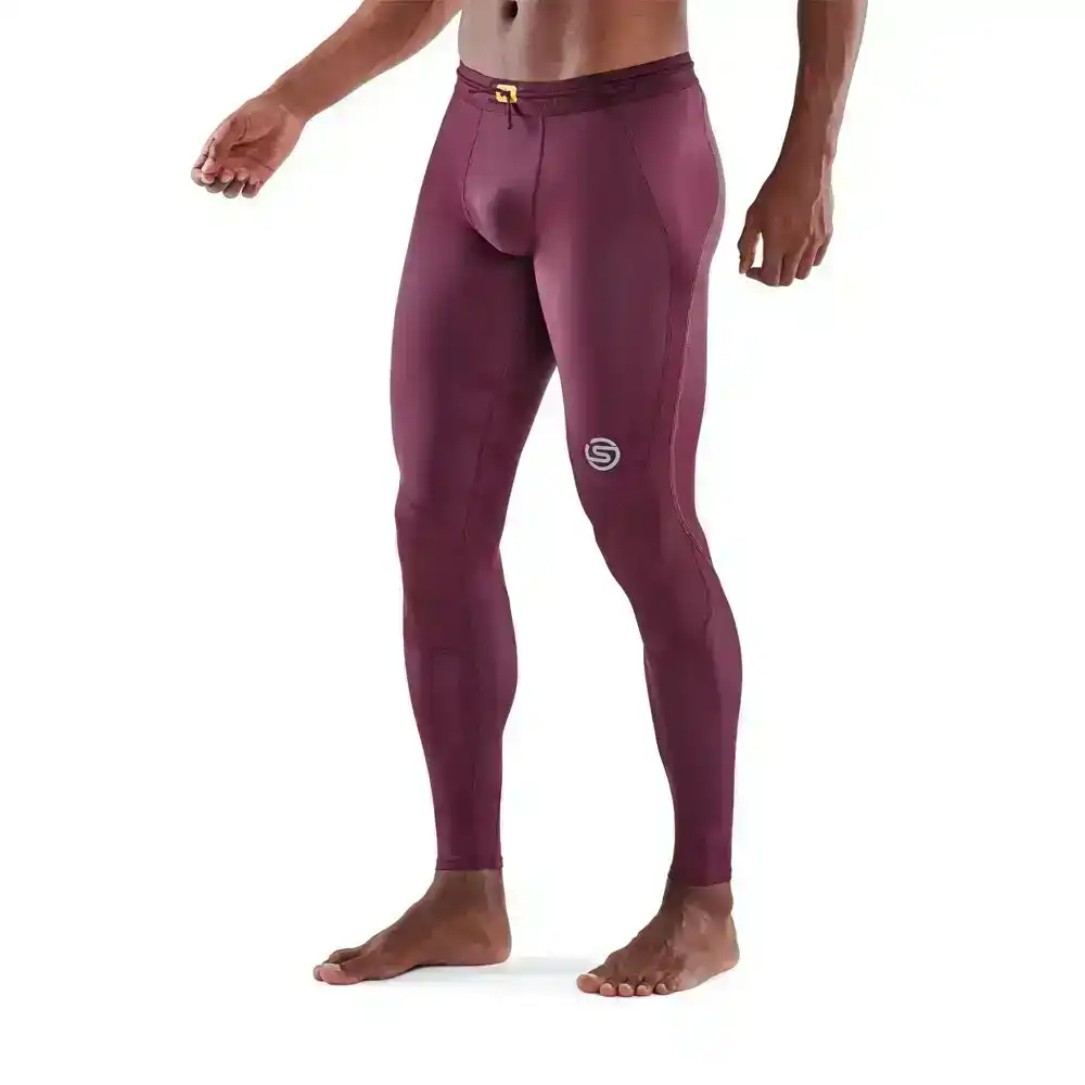 Skins Compression Series 3 Mens L Long Tights Activewear/Training Burgundy