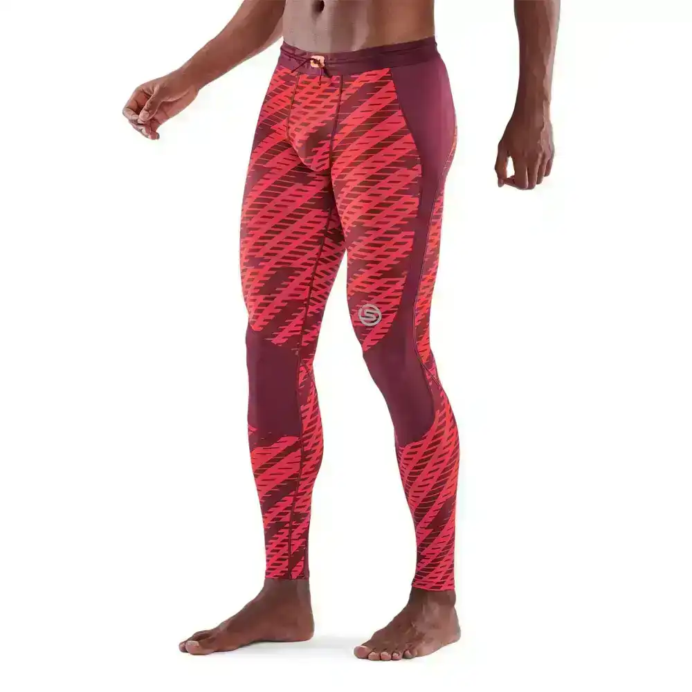 Skins Compression Series 3 Mens L Long Tights Activewear/Training Flame Geo