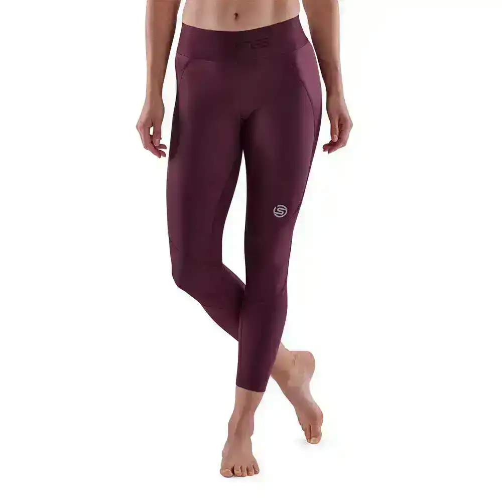 Skins Compression Series 3 Womens M Long 7/8 Tights Activewear/Gym Burgundy