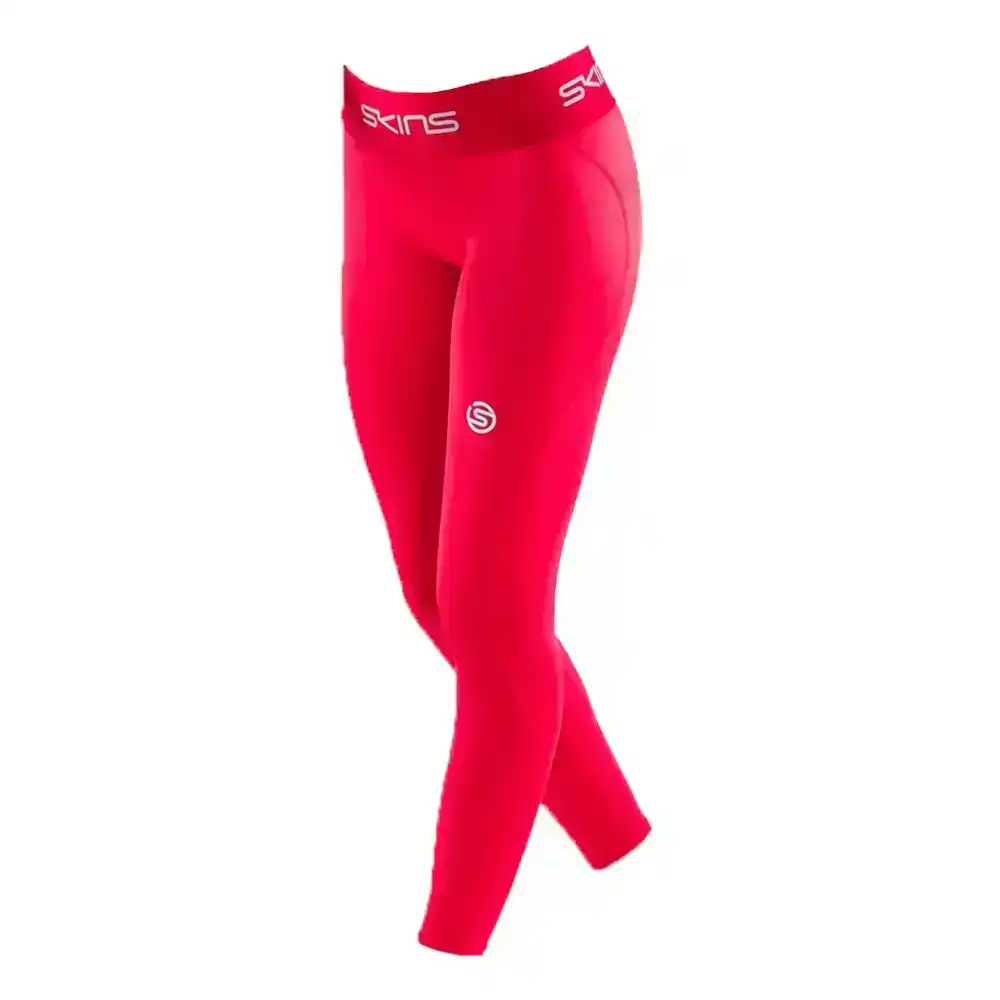 Skins Compression Series-1 Active Womens L 7/8 Long Tights Red Yoga/Gym/Sports