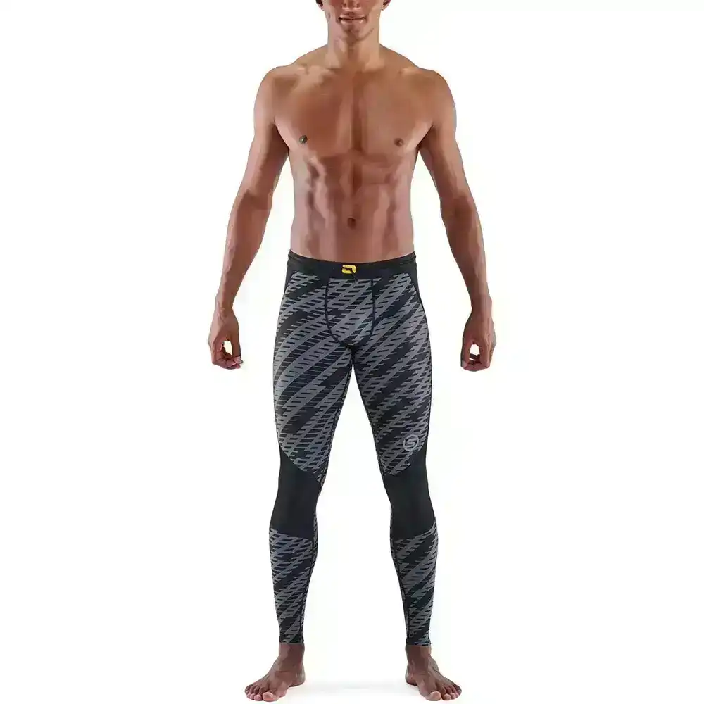 Skins Compression Series 3 Mens S Long Tights Activewear/Gym/Training Black Geo