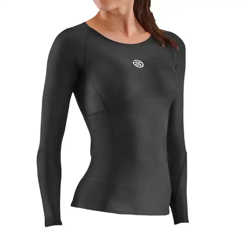 Skins Compression Series-1 Active Womens XL Long Sleeve Top BLK Yoga/Gym/Sports