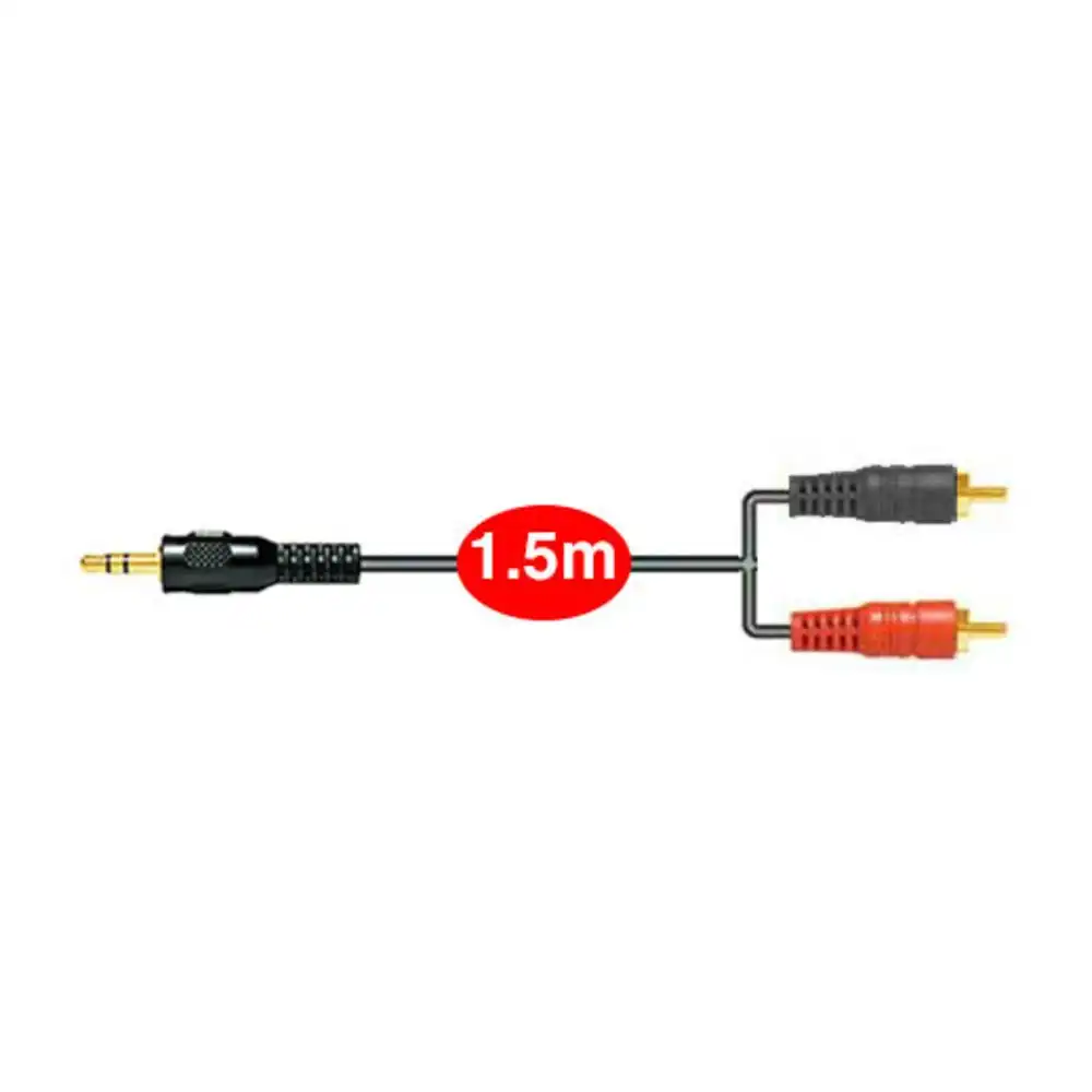 Sansai 1.5m Audio 3.5mm Aux Stereo Male to 2 RCA Cable/Plug/Cord for Amplifier