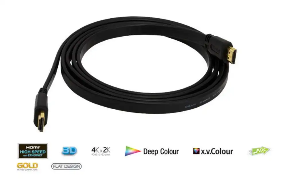 Pro2 HLVF0.5 0.5M 50cm HDMI Flat Cable ULTRA HD 4K FULL HD HighSpeed W/Ethernet